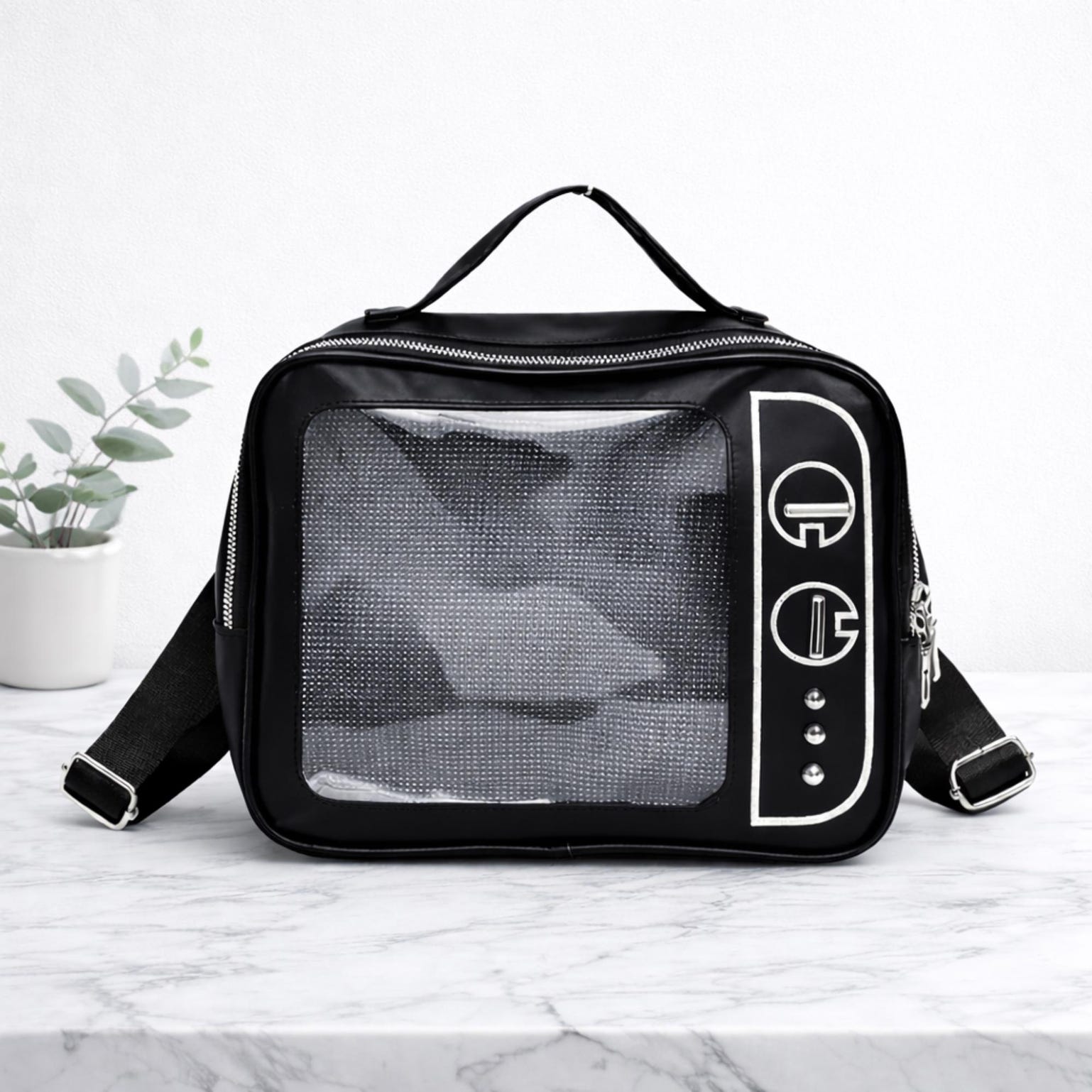 Kawaii Ita Crossbody Bag with Clear Window for Plushies and Pins Kawaii Ita Crossbody Bag with Clear Window for Plushies and Pins