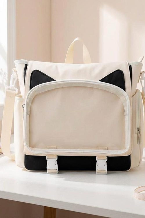 Kawaii Ita Crossbody Bag with Clear Window for Plushies and Pins