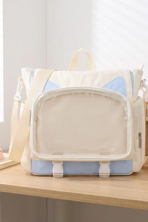Kawaii Ita Crossbody Bag with Clear Window for Plushies and Pins