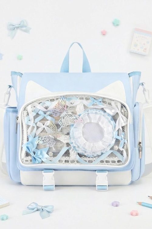 Kawaii Ita Crossbody Bag with Clear Window for Plushies and Pins