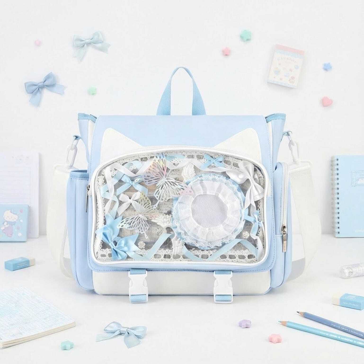 Kawaii Ita Crossbody Bag with Clear Window for Plushies and Pins Kawaii Ita Crossbody Bag with Clear Window for Plushies and Pins