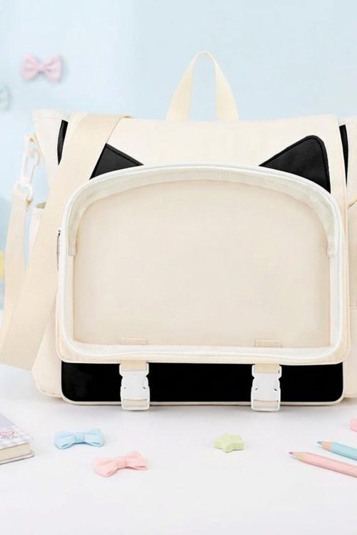 Kawaii Ita Crossbody Bag with Clear Window for Plushies and Pins