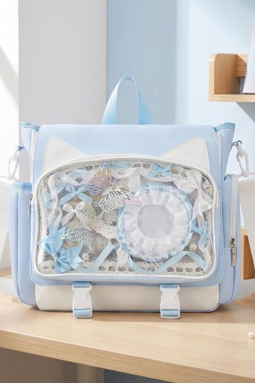 Kawaii Ita Crossbody Bag with Clear Window for Plushies and Pins
