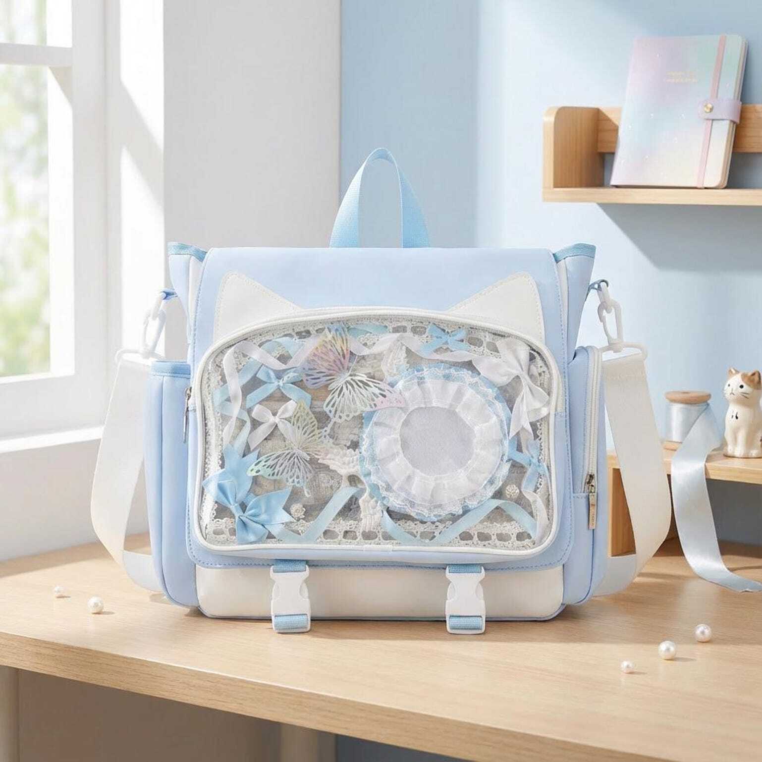Kawaii Ita Crossbody Bag with Clear Window for Plushies and Pins Kawaii Ita Crossbody Bag with Clear Window for Plushies and Pins