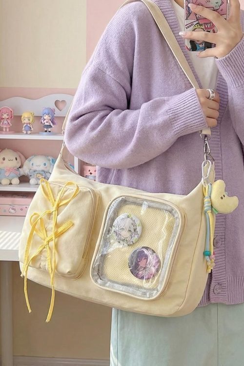 Kawaii Ita Shoulder Bag with Clear Window for Photocards and Pins