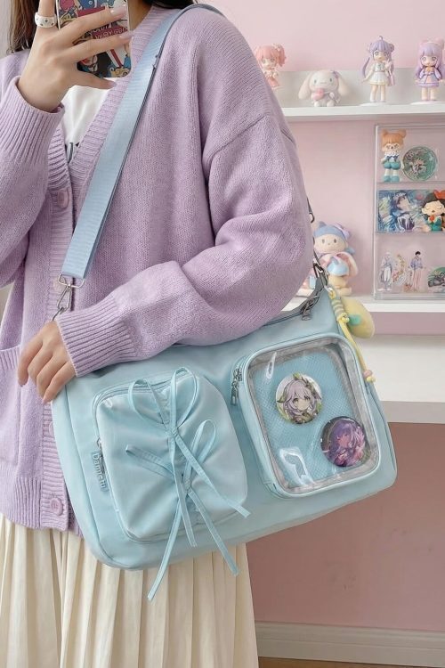 Kawaii Ita Shoulder Bag with Clear Window for Photocards and Pins