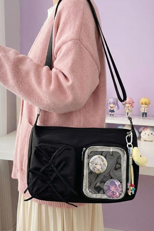 Kawaii Ita Shoulder Bag with Clear Window for Photocards and Pins