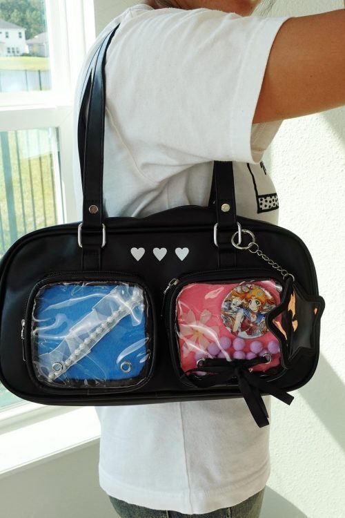 Kawaii Ita Shoulder Bag with Clear Window for Pin Display