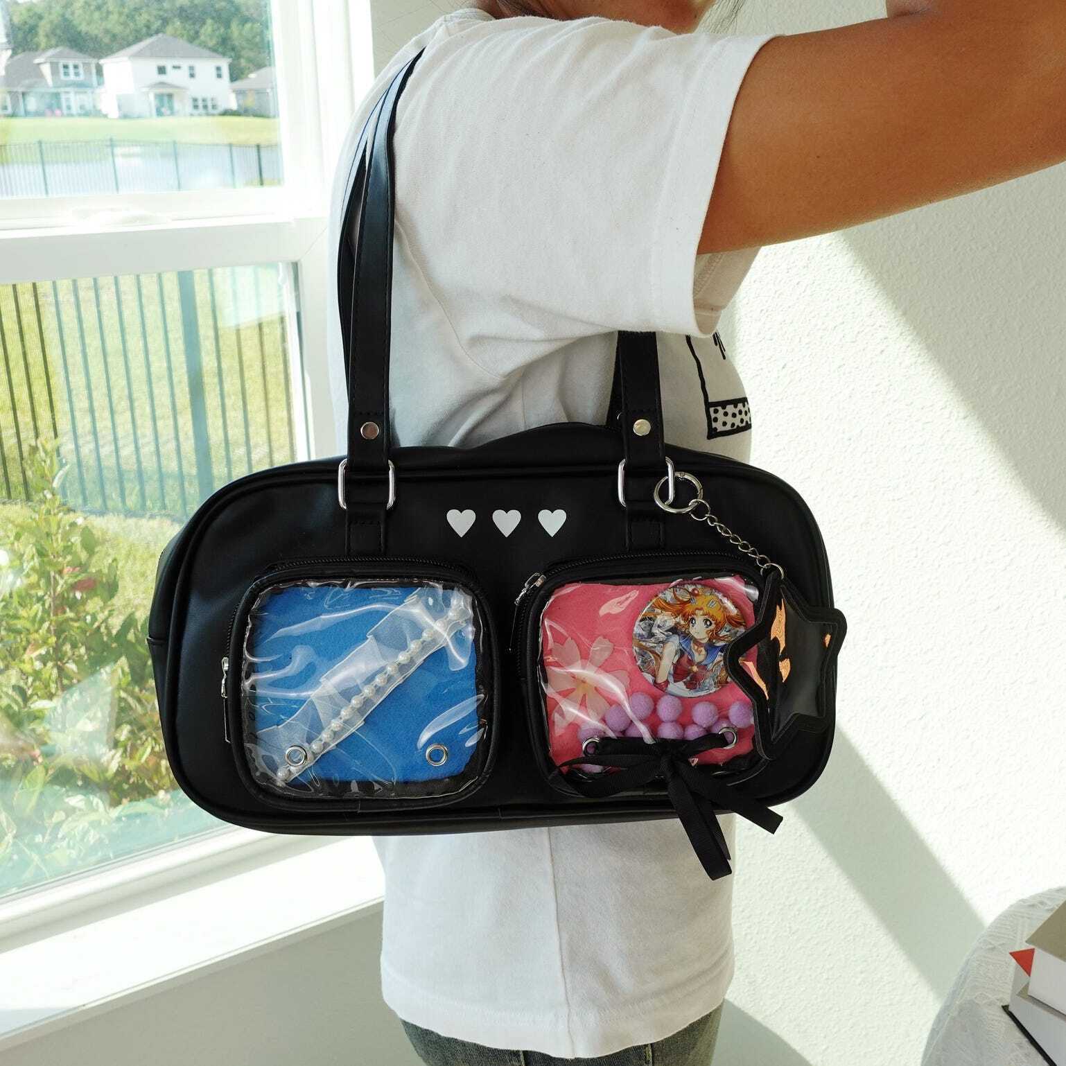 Kawaii Ita Shoulder Bag with Clear Window for Pin Display Kawaii Ita Shoulder Bag with Clear Window for Pin Display