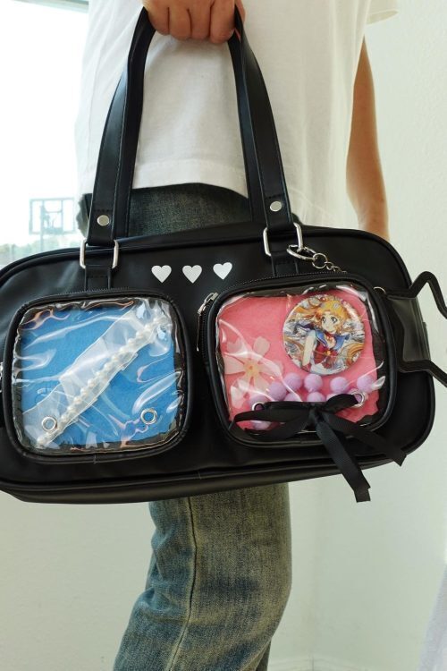 Kawaii Ita Shoulder Bag with Clear Window for Pin Display