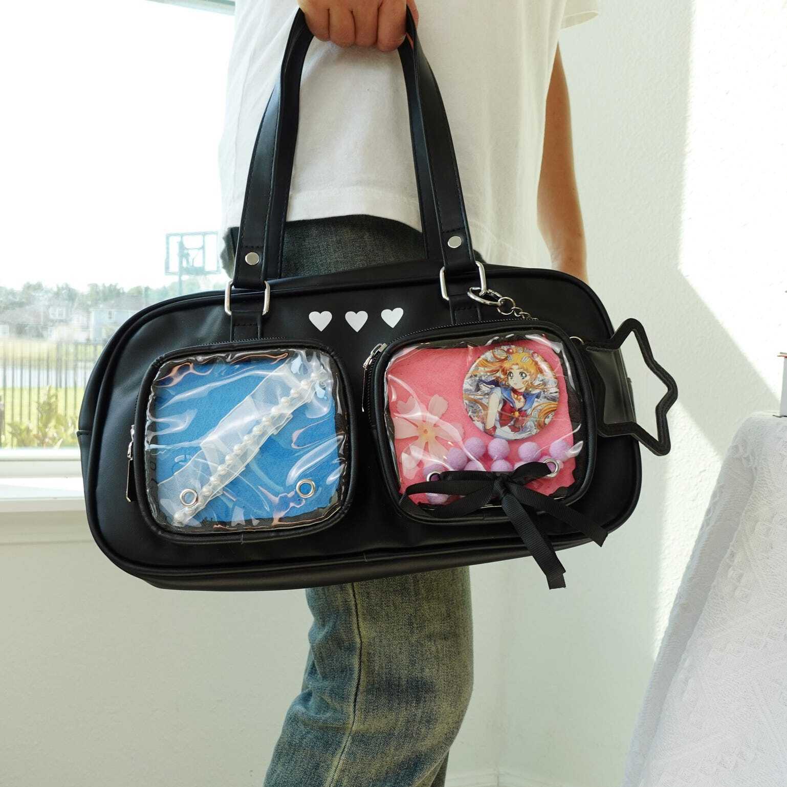 Kawaii Ita Shoulder Bag with Clear Window for Pin Display Kawaii Ita Shoulder Bag with Clear Window for Pin Display