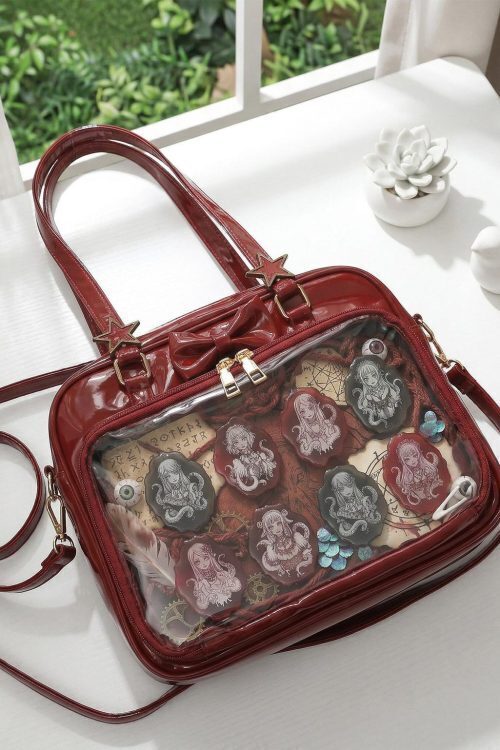 Kawaii Ita Shoulder Bag with Clear Window for Pin Display