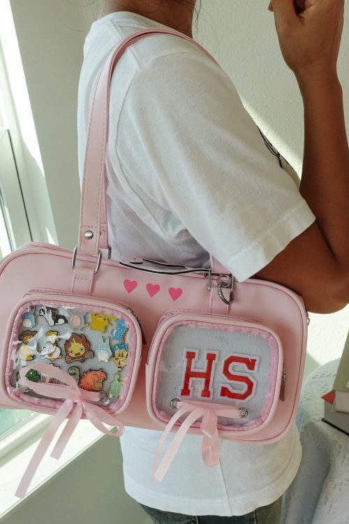 Kawaii Ita Shoulder Bag with Clear Window for Pin Display