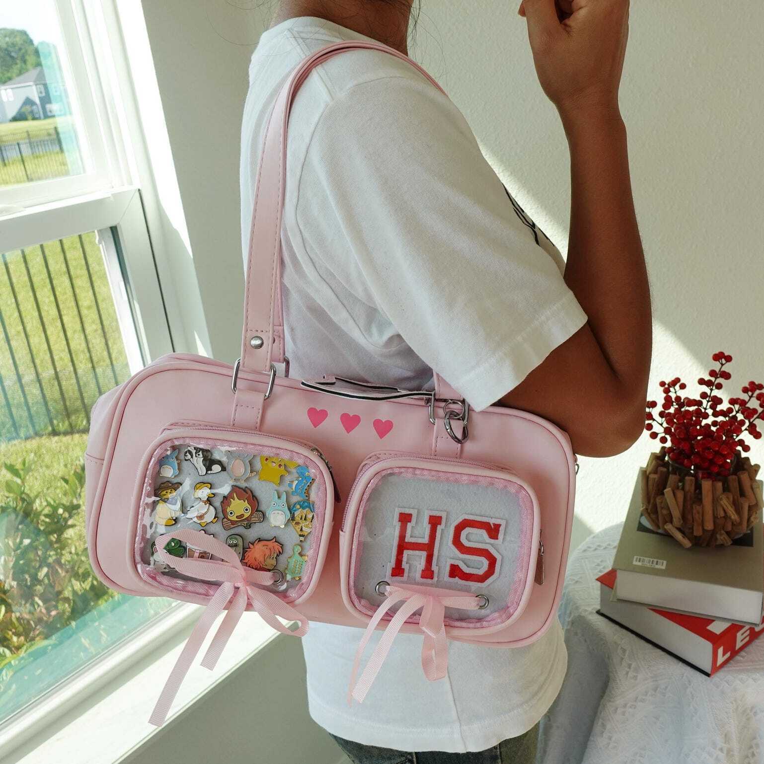 Kawaii Ita Shoulder Bag with Clear Window for Pin Display Kawaii Ita Shoulder Bag with Clear Window for Pin Display