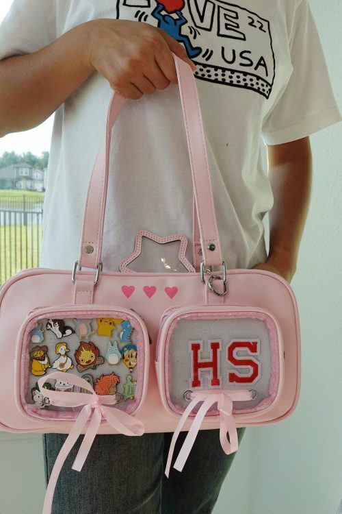 Kawaii Ita Shoulder Bag with Clear Window for Pin Display