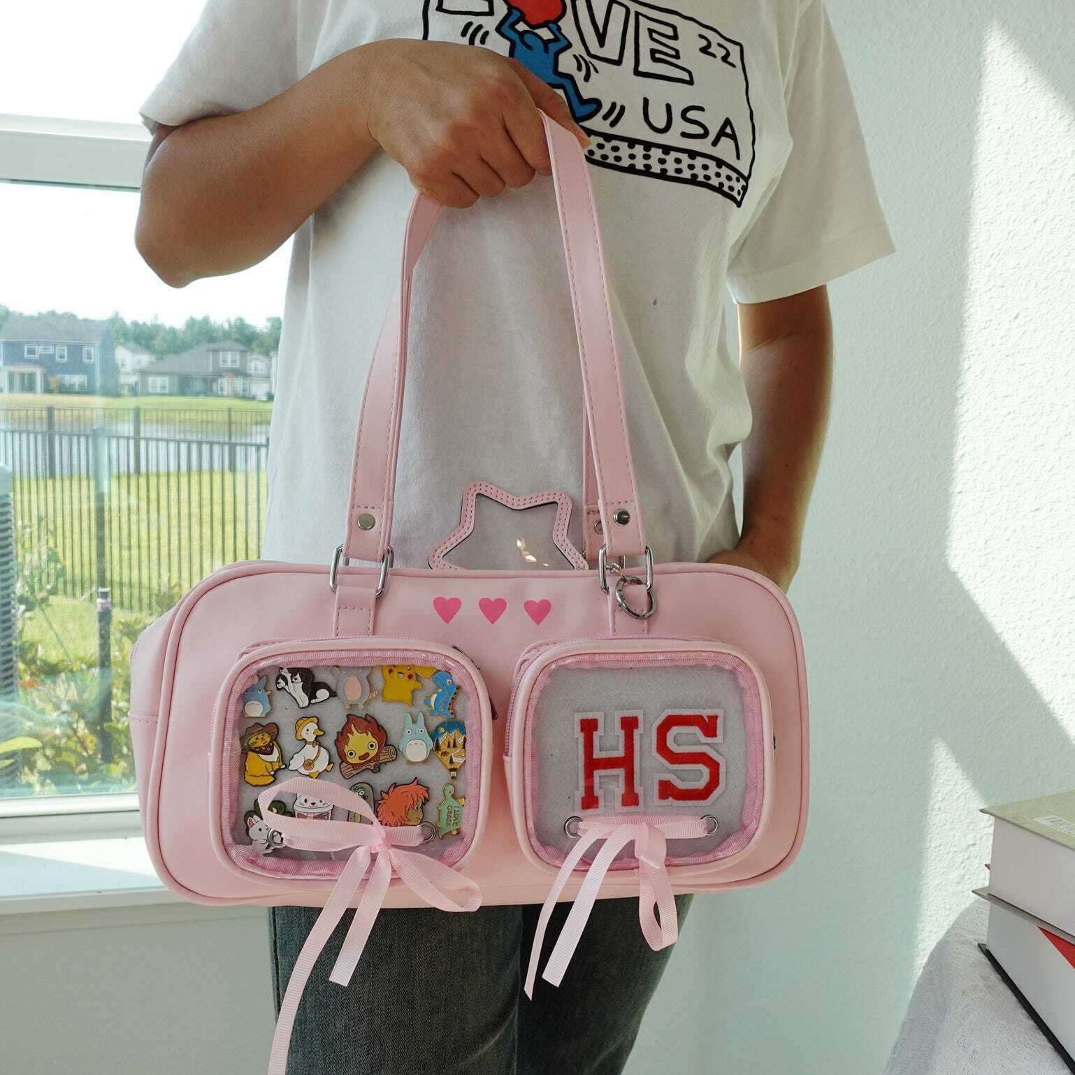 Kawaii Ita Shoulder Bag with Clear Window for Pin Display Kawaii Ita Shoulder Bag with Clear Window for Pin Display