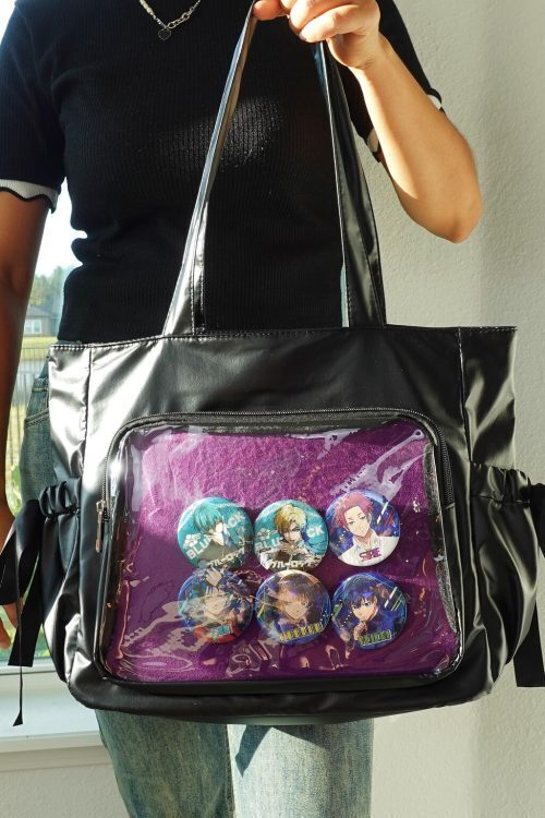 Kawaii Ita Shoulder Bag with Clear Window for Pin Display