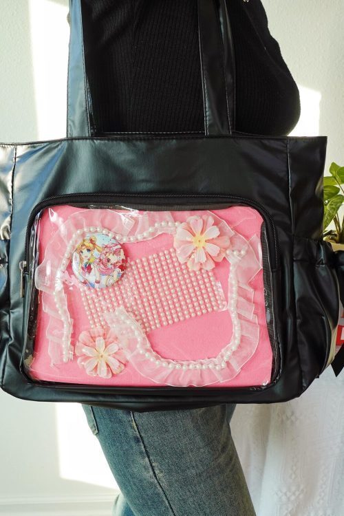 Kawaii Ita Shoulder Bag with Clear Window for Pin Display