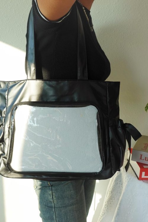 Kawaii Ita Shoulder Bag with Clear Window for Pin Display