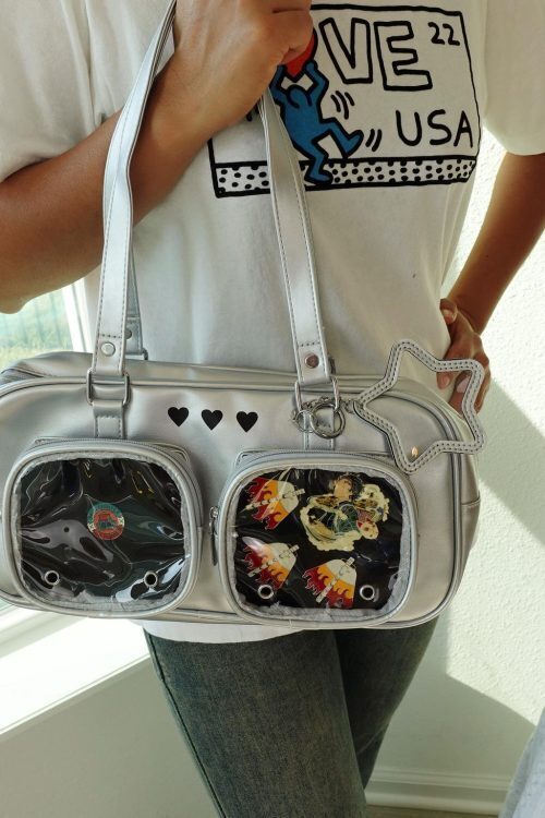 Kawaii Ita Shoulder Bag with Clear Window for Pin Display