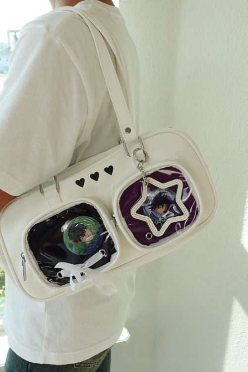 Kawaii Ita Shoulder Bag with Clear Window for Pin Display
