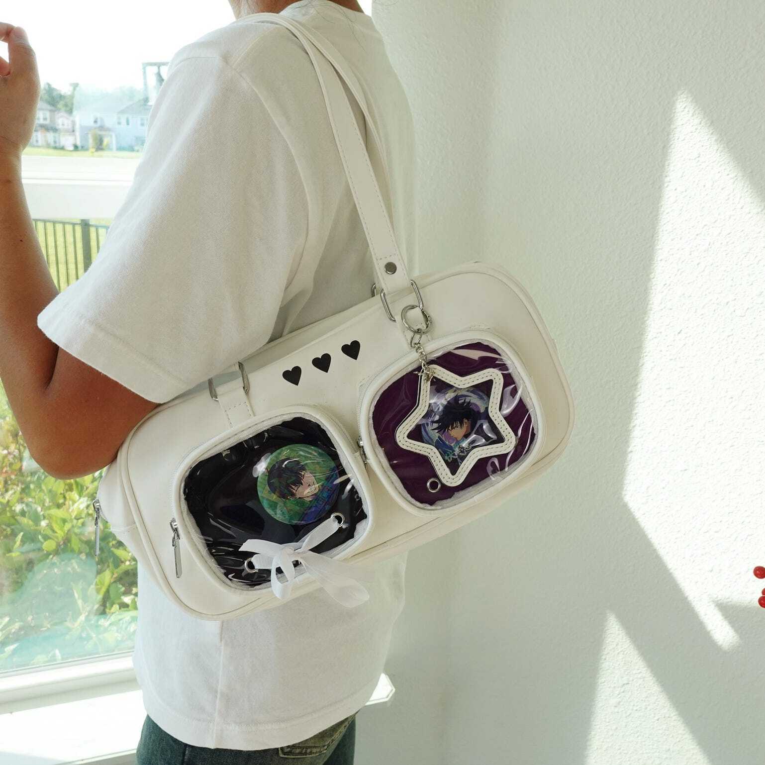 Kawaii Ita Shoulder Bag with Clear Window for Pin Display Kawaii Ita Shoulder Bag with Clear Window for Pin Display