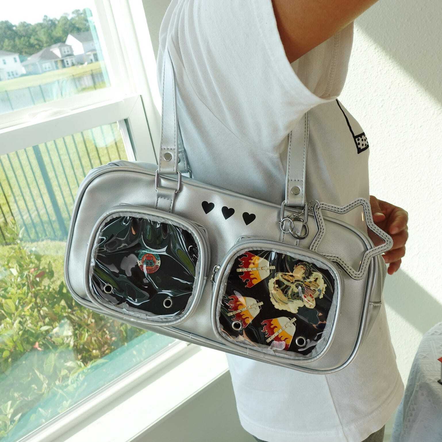 Kawaii Ita Shoulder Bag with Clear Window for Pin Display Kawaii Ita Shoulder Bag with Clear Window for Pin Display