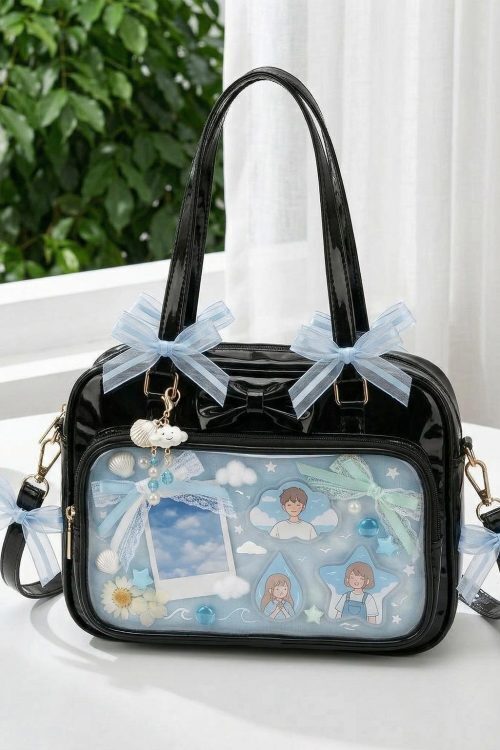 Kawaii Ita Shoulder Bag with Clear Window for Pin Display