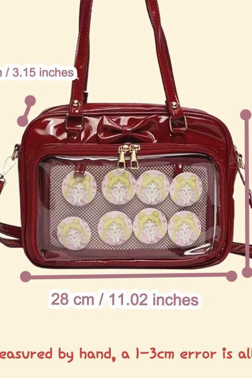 Kawaii Ita Shoulder Bag with Clear Window for Pin Display