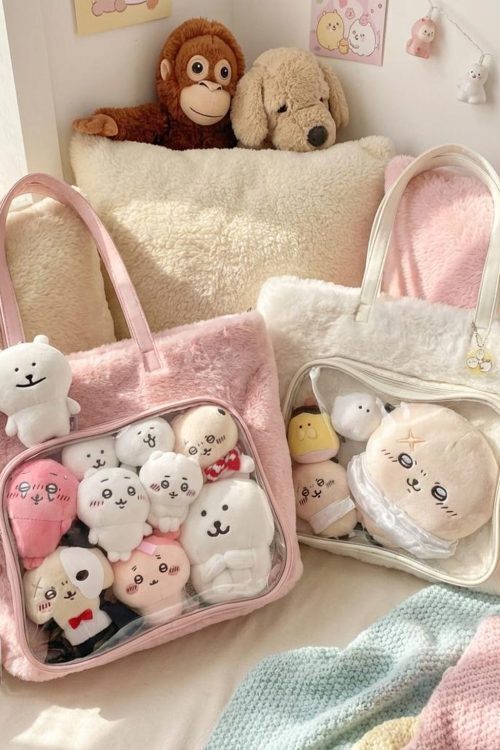Kawaii Ita Shoulder Bag with Clear Window for Plushies and Pins