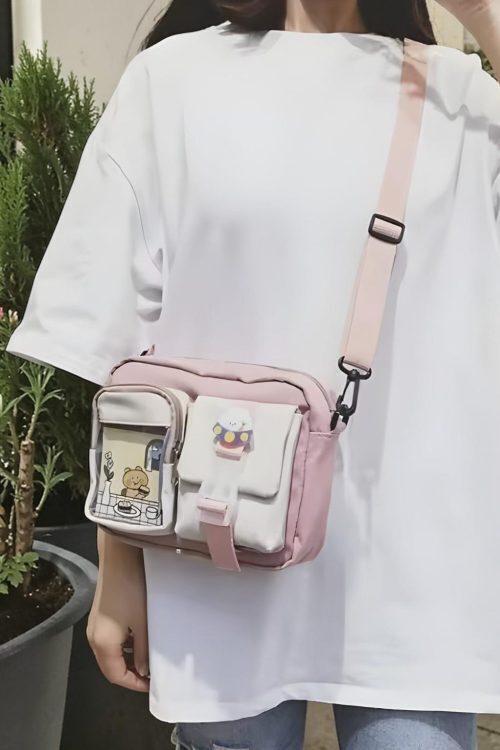 Kawaii Ita Shoulder Bag with Clear Window for Plushies and Pins