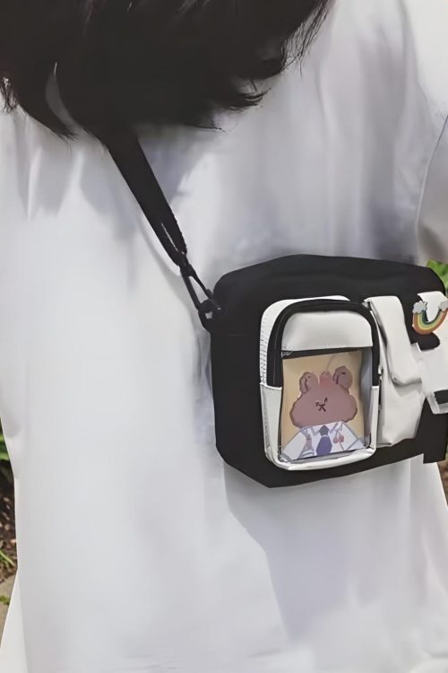 Kawaii Ita Shoulder Bag with Clear Window for Plushies and Pins
