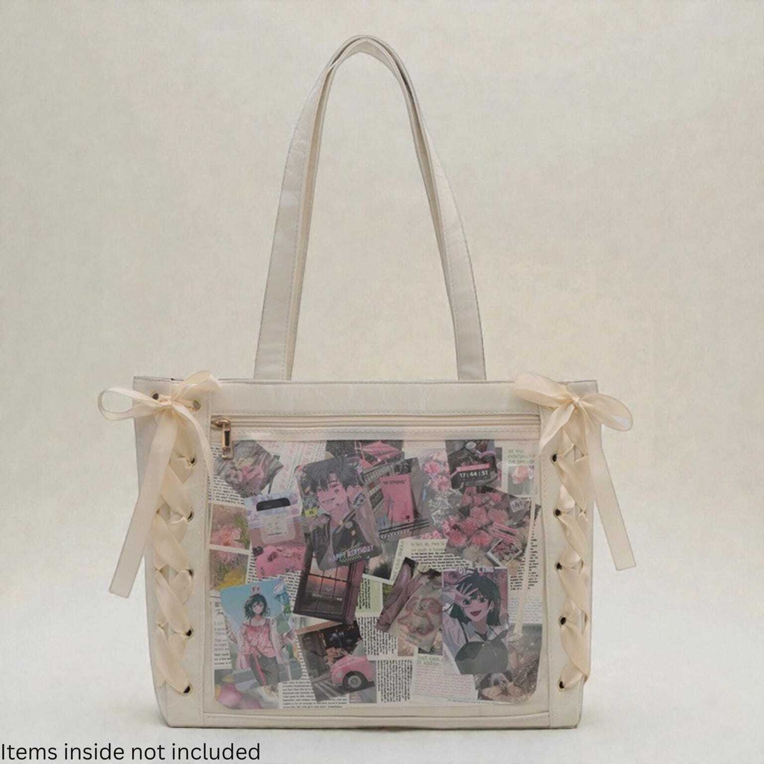 Kawaii Ita Shoulder Bag with Clear Window for Plushies and Pins Kawaii Ita Shoulder Bag with Clear Window for Plushies and Pins