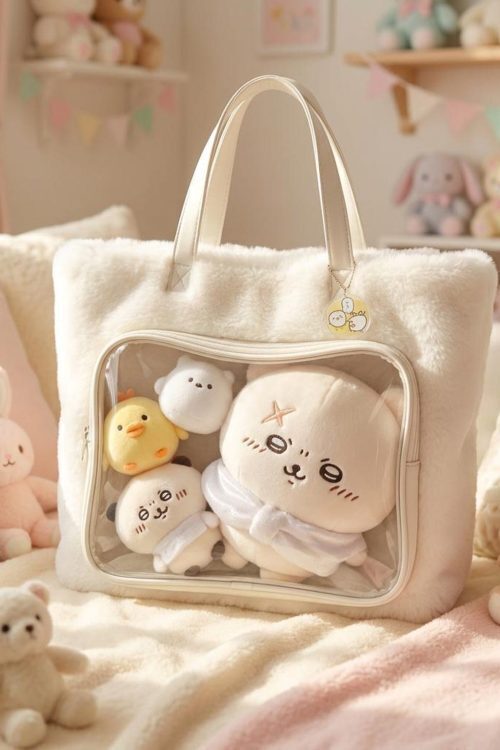 Kawaii Ita Shoulder Bag with Clear Window for Plushies and Pins