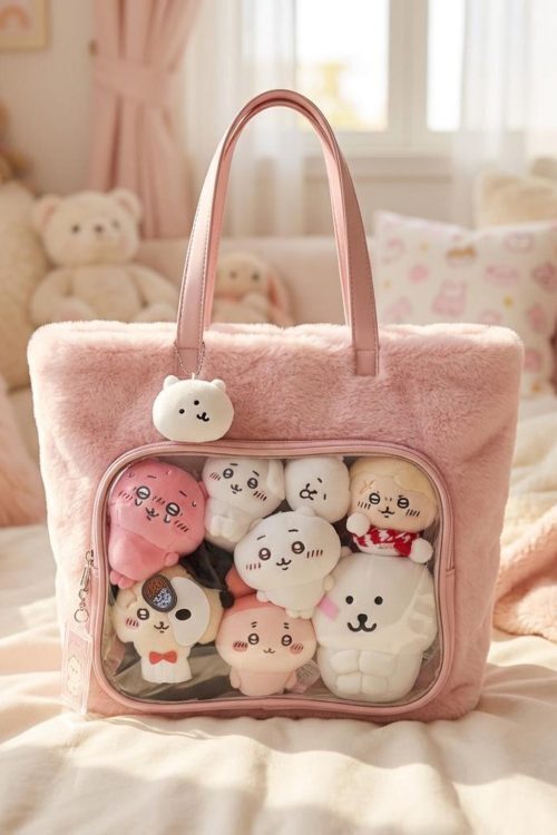 Kawaii Ita Shoulder Bag with Clear Window for Plushies and Pins