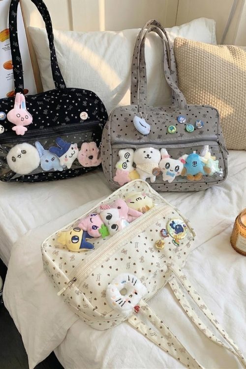 Kawaii Ita Shoulder Bag with Clear Window for Plushies and Pins