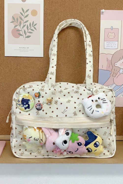 Kawaii Ita Shoulder Bag with Clear Window for Plushies and Pins
