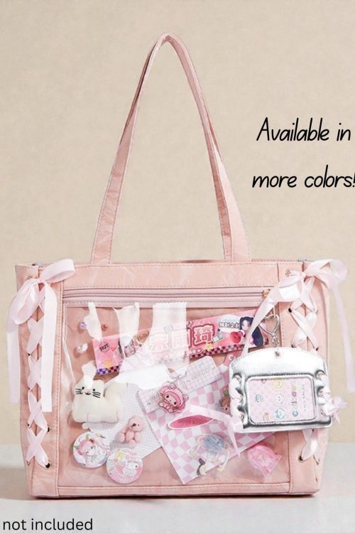 Kawaii Ita Shoulder Bag with Clear Window for Plushies and Pins