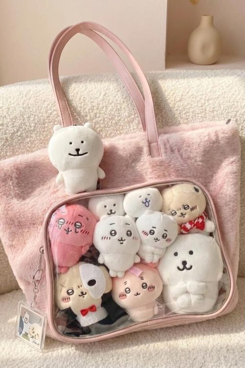 Kawaii Ita Shoulder Bag with Clear Window for Plushies and Pins