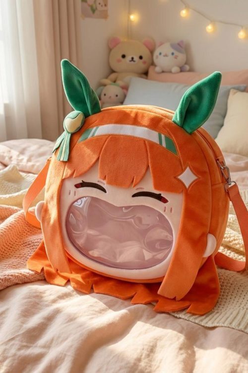 Kawaii Ita Shoulder Bag with Clear Window for Plushies and Pins