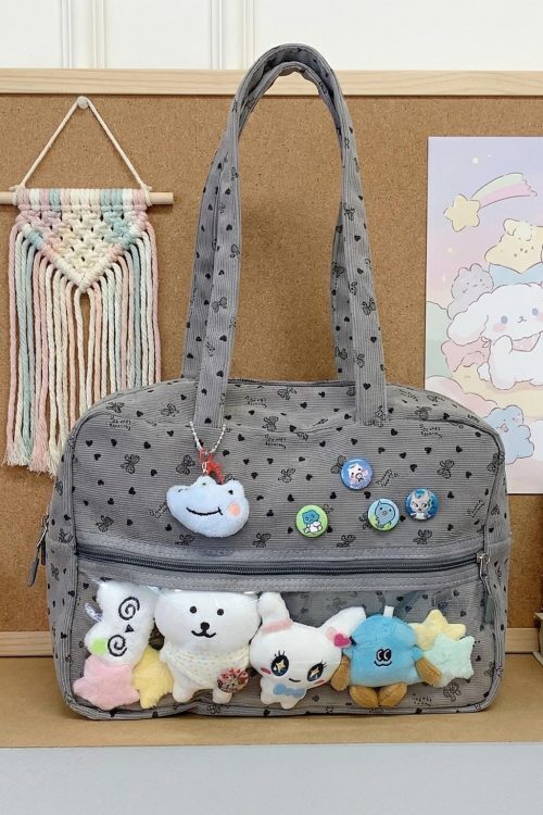 Kawaii Ita Shoulder Bag with Clear Window for Plushies and Pins