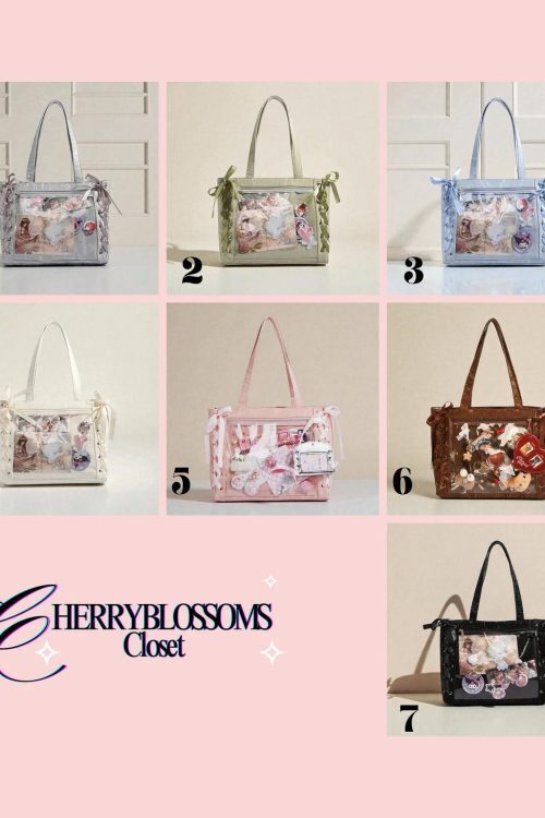 Kawaii Ita Shoulder Bag with Clear Window for Plushies and Pins