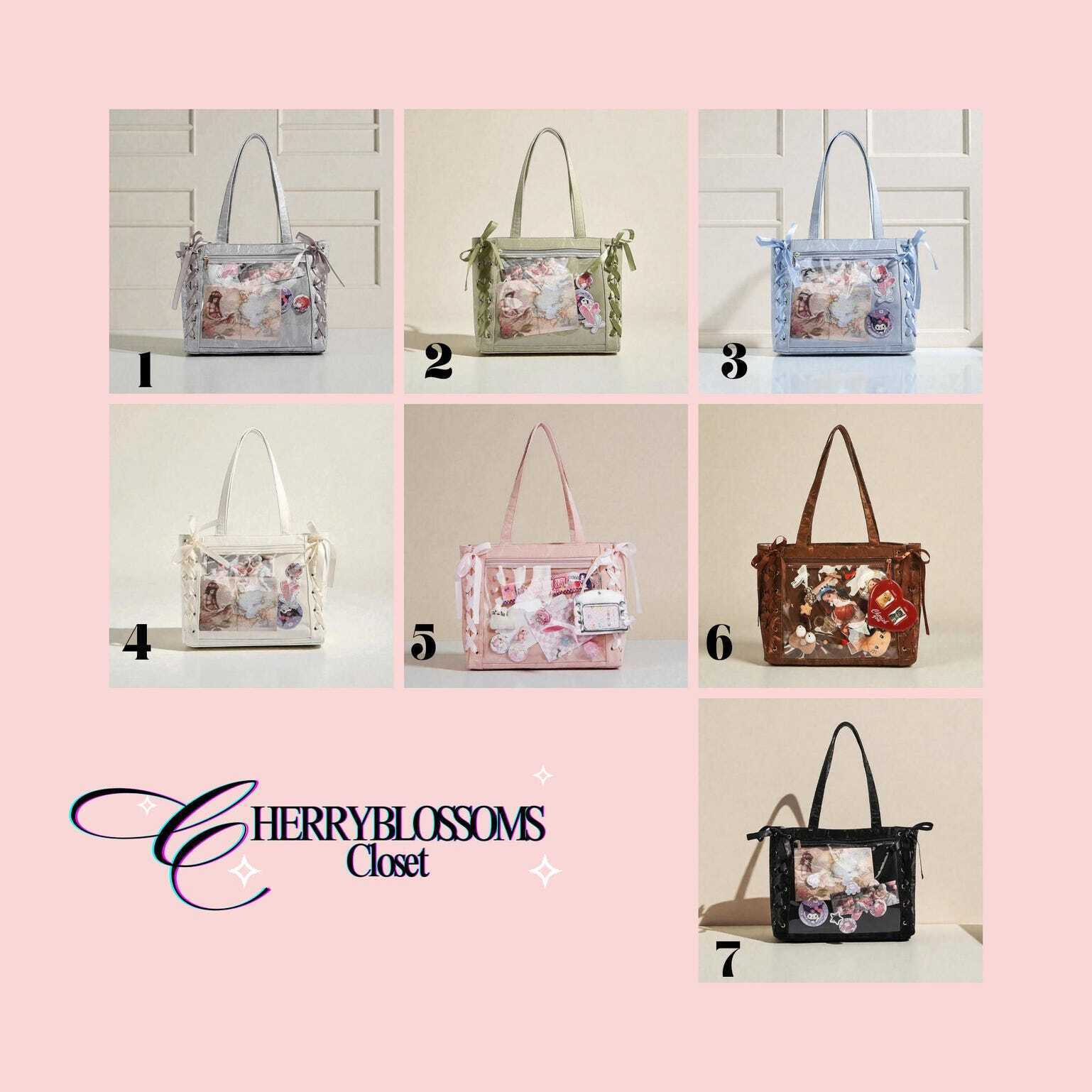 Kawaii Ita Shoulder Bag with Clear Window for Plushies and Pins Kawaii Ita Shoulder Bag with Clear Window for Plushies and Pins