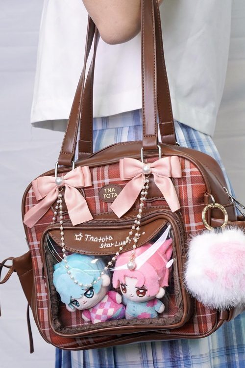 Kawaii Ita Shoulder Bag with Clear Window for Plushies and Pins