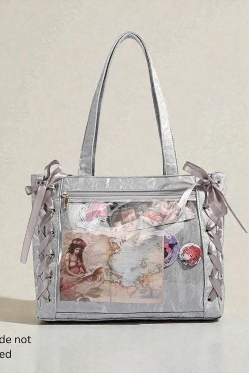Kawaii Ita Shoulder Bag with Clear Window for Plushies and Pins