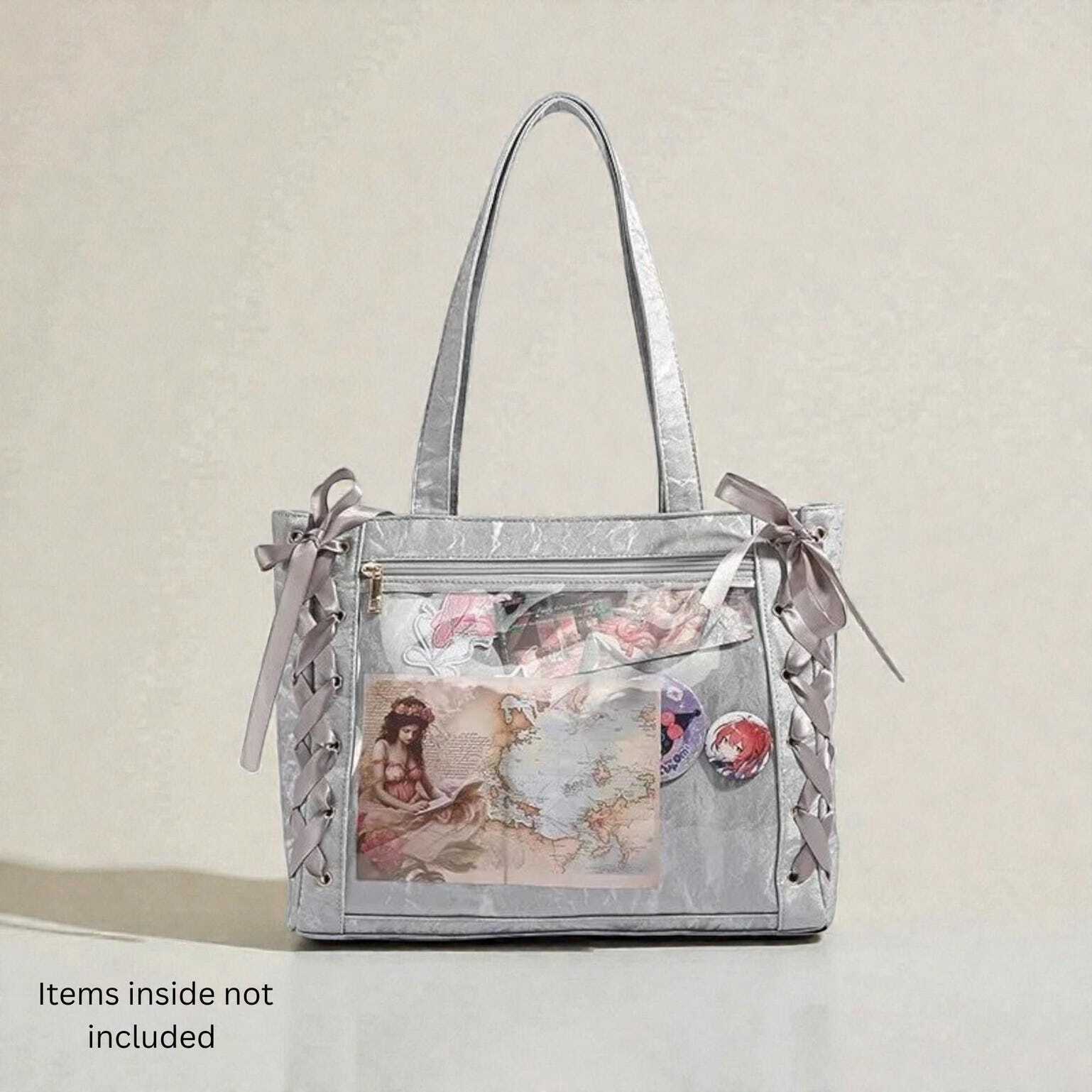 Kawaii Ita Shoulder Bag with Clear Window for Plushies and Pins Kawaii Ita Shoulder Bag with Clear Window for Plushies and Pins