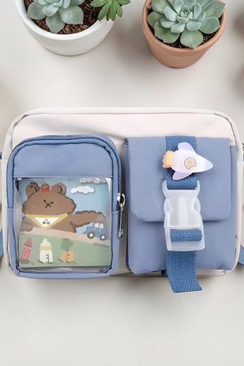 Kawaii Ita Shoulder Bag with Clear Window for Plushies and Pins