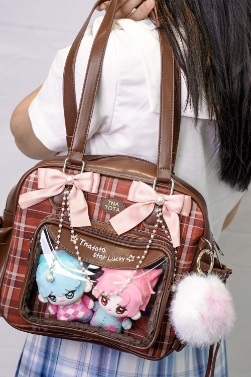 Kawaii Ita Shoulder Bag with Clear Window for Plushies and Pins
