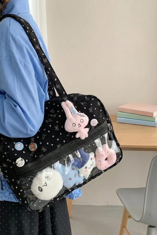 Kawaii Ita Shoulder Bag with Clear Window for Plushies and Pins