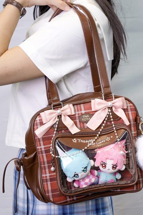 Kawaii Ita Shoulder Bag with Clear Window for Plushies and Pins